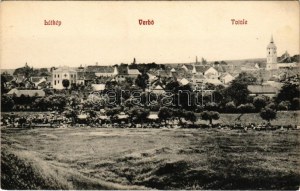 Verbó, Vrbové; Totale / látkép a zsinagógával. Emanuel István kiadása / general view with synagogue (EK...