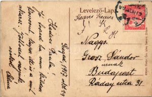 1917 Zólyom, Zvolen; vár, híd, vasútállomás, sorompó, mosás a Garam folyóban. Özv. Löwy Samuné kiadása / castle, bridge...