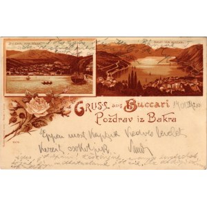 1901 Bakar, Szádrév, Bukar, Bukkari, Buccari; Buccari vom Meer, Bucht von Buccari / látkép, öböl / general view, bay...