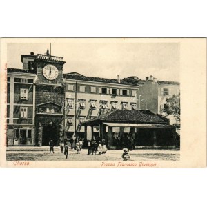 Cres, Cherso; Piazza Francesco Giuseppe / square, café. Dep. A. Battaia. Photo Atelier Flora
