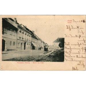 1899 Eszék, Essegg, Osijek; Hauptplatz, Festung / Glavni trg tvrdja / Fő tér, lóvasút. Ottokar Rechnitzer kiadása ...
