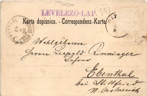 1898 Eszék, Essegg, Osijek; Oberstädter Pfarrkirche, Komitatsgasse, Kaupzinergasse, Eisenbahnbrücke, Jägergasse...