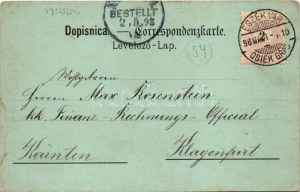 1898 Eszék, Essegg, Osijek; utca részlet este holdfényben, lóvasút / street view at night in moonlight, horse...