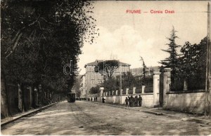 1910 Fiume, Rijeka; Corsia Deak / utca, villamos / street view, tram (EK)