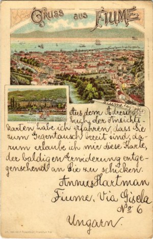1899 (Vorläufer) Fiume, Rijeka; K.u.k. Kriegsmarine Marine Akademia. Marco Oberdorfer Art Nouveau litho (fl...