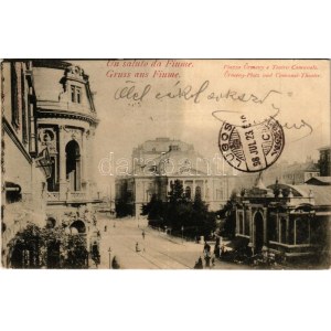 1898 Fiume, Rijeka; Piazza Ürmény, Teatro Comunale e mercato / square, theatre, market hall (EK)