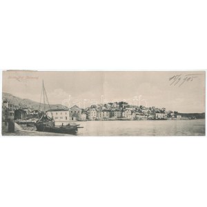 1905 Hvar, Lesina; 2-részes kihajtható panorámalap / 2-tiled folding panoramacard (fl)