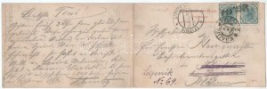 1905 Hvar, Lesina; 2-részes kihajtható panorámalap / 2-tiled folding panoramacard (fl)