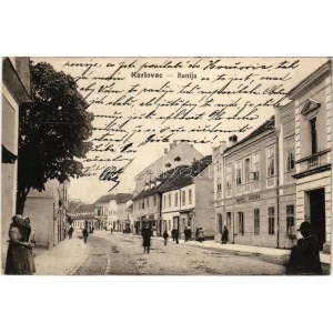1915 Károlyváros, Karlovac; Banija / Korona szálloda, üzletek / Hotel Kruna, shops + K.U.K. SPITALZUG No. 21. (EK...