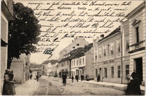 1915 Károlyváros, Karlovac; Banija / Korona szálloda, üzletek / Hotel Kruna, shops + 