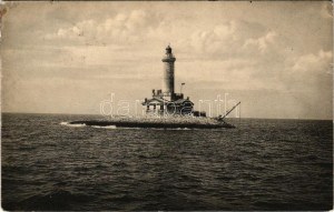 1908 Pola, Leuchtturm Scoglio Porer / Világítótorony / lighthouse. Phot. A. Beer, F.W. Schrinner 1908. (kis szakadás ...