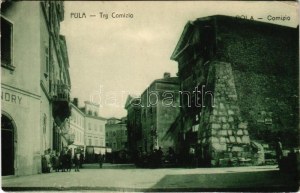 1917 Pola, Pula; Trg Comizio / square, market, shops + 