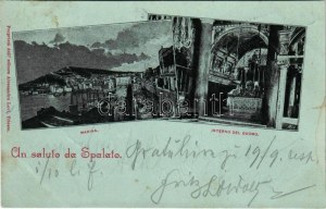 1898 Split, Spalato; Marina, Interno del Duomo / quay, cathedral interior. Edit. Alessandro Levi (Trieste) Art Nouveau ...