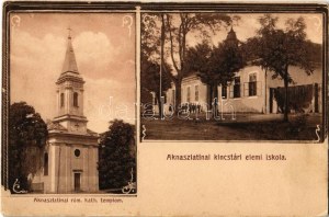 Aknaszlatina, Slatinské Doly, Solotvyno; Római katolikus templom, Kincstári elemi iskola / church, treasury's school...