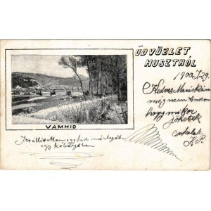 1900 Huszt, Chust, Khust; vámhíd a határnál / customs bridge on the border (EK)