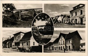 1944 Volóc, Volovec, Volovets; vasútállomás, vasúti híd, Hangya szövetkezet üzlete / railway station, railway bridge...