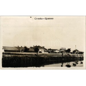 1932 Cservenka, Crvenka; Ferenc csatorna, cukorgyár / canal, sugar factory. photo (gyűrődés / crease...