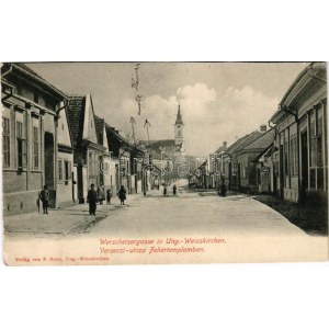 1908 Fehértemplom, Ung. Weisskirchen, Bela Crkva; Werschetzergasse / Verseczi utca, templom. P. Kuhn kiadása ...