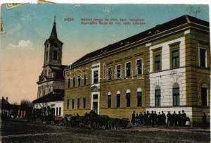 1918 India, Indija; Német iskola és római katolikus templom, piac. Vasúti levelezőlapárusítás 9073. ...