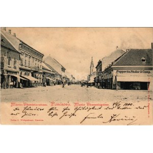 1900 Pancsova, Pancevo; Mária Terézia utca, Poppovits Nándor és Társa üzlete. C. Wittigschlager kiadása ...