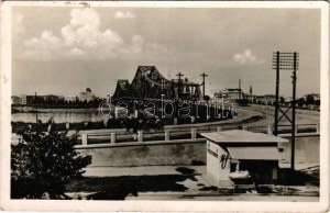 1941 Újvidék, Novi Sad; látkép, híd. Hartija kiadása / general view, bridge (EK)