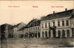 Versec, Werschetz, Vrsac; Ferenc József tér, J. C. Mitraschin, Petrowits & Pantits, Alex Dragits, Scherter üzlete ...