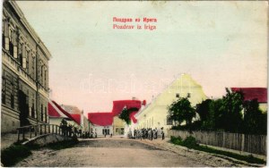 1907 Ürög, Ireg, Irig; utca, kávéház / street view, café (Rb)