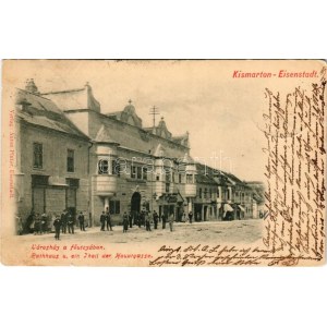 1900 Kismarton, Eisenstadt; Városháza, Fő utca. Anton Pinter kiadása / town hall, street (kis szakadás / small tear...