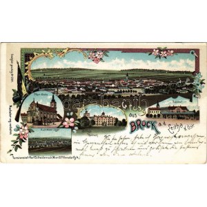 1898 Lajtabruck, Bruck an der Leitha; templom, cs. és kir. katonai laktanya, vasútállomás, Harrach kastély / Pfarr...