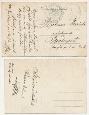 1916 2 pre-1945 photo postcards: street view, market, fruit vendors + 
