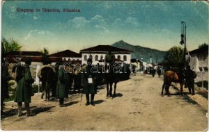1918 Shkoder, Shkodra, Skadar, Skodra, Scutari, Skutari; Eingang in Shkodra / WWI K.u.K. military, soldiers ...