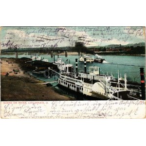 1906 Cincinnati (Ohio), scene on river, steamships. A.C. Bosselman &amp; Co. (tear)