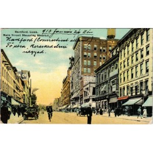 1912 Hartford (Connecticut), Main Street Shopping District, shops of Henry Kohn, William H. Talcott. H. Plevy...