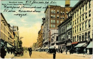 1912 Hartford (Connecticut), Main Street Shopping District, shops of Henry Kohn, William H. Talcott. H. Plevy...