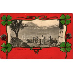 1904 St. Johann in Tirol. Art Nouveau, litho frame with clover