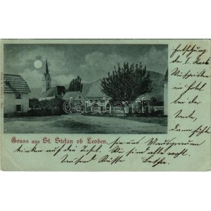St. Stefan ob Leoben, street view at night in moonlight. A. Pacher (EB)