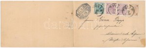 1900 Tulln an der Donau, Donau-Brücke / bridge, general view, steamship. 2-tiled folding panoramacard (fl...