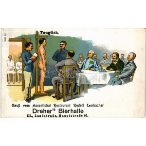 1914 Wien, Vienna, Bécs; Gruß vom Assentlokal Restaurant Rudolf Lembacher Dreher's Bierhalle. Landstraße...
