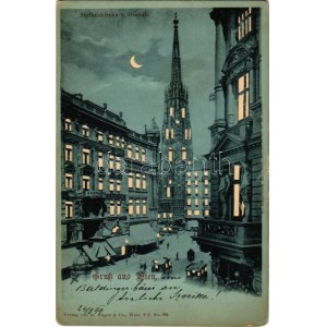 1899 Wien, Vienna, Bécs; Stefanskirche v. Graben, Zahnartzt. Verlag von G. Rüger &amp; Co. / church, trams, dentist...