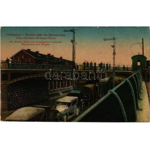 1915 Herbesthal, Brücke über die Bahnstrecke Cöln-Aachen-Brüssel-Paris. Verlag Ferd. Schweitzer / railway bridge...