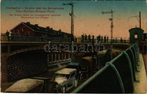 1915 Herbesthal, Brücke über die Bahnstrecke Cöln-Aachen-Brüssel-Paris. Verlag Ferd. Schweitzer / railway bridge...