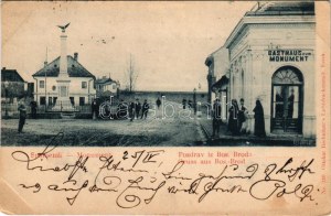 1899 Bosanski Brod, Spomenik / Monument, Gasthaus zum Monument. Ottokar Rechnitzer / military heroes statue...