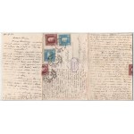 1912 Mostar, Panorama. Z. Stojkovic / general view, mosque, 3-tiled folding panoramacard (worn at fold...