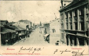 1901 Sarajevo, Cemalusagasse / street view, shop of Celjak, A. Zeitler. Milanovic & Rajkovic + 