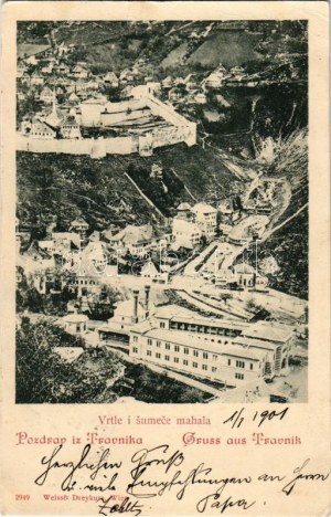 1901 Travnik, Vrtle i sumece mahala. Weiss & Dreykurs (Wien) / general view, castle + 