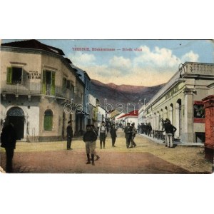 1902 Trebinje, Bilekerstrasse / Bileck ulica, Kafana Sarajevo / street view, shops, café (worn corners...