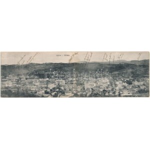 1913 Tuzla, 2-tiled folding panoramacard with synagogue (small tear at fold)