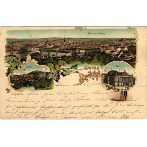 1898 (Vorläufer) Brno, Brünn; Theater, Spielberg / theatre, Spilberk castle. O.Z.M. Art Nouveau, floral, litho (EM...