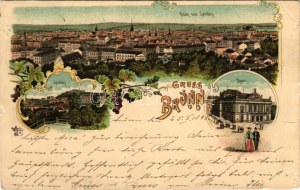 1898 (Vorläufer) Brno, Brünn; Theater, Spielberg / theatre, Spilberk castle. O.Z.M. Art Nouveau, floral, litho (EM...