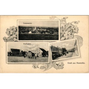 1909 Hosteradice, Hosterlitz (Znojmo); Totalansicht, Marktplatz / general view, market square, street. Art Nouveau...